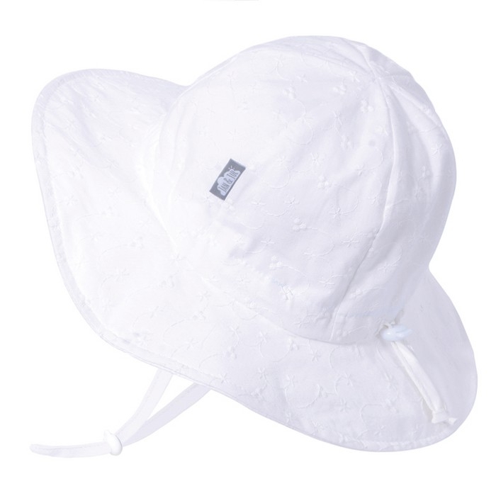 Chapeau en coton UV - Blanc brodé | Jan & Jul