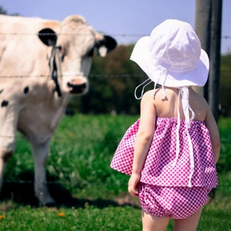 Chapeau en coton UV - Blanc brodé | Jan & Jul