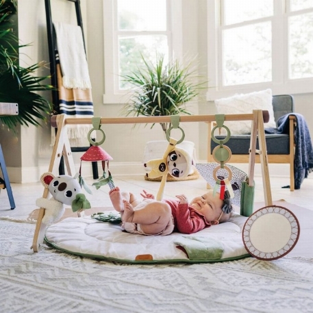 Jouets d'éveil bébé pour arche en coton bio marron, blanc et beige MIMIZAN