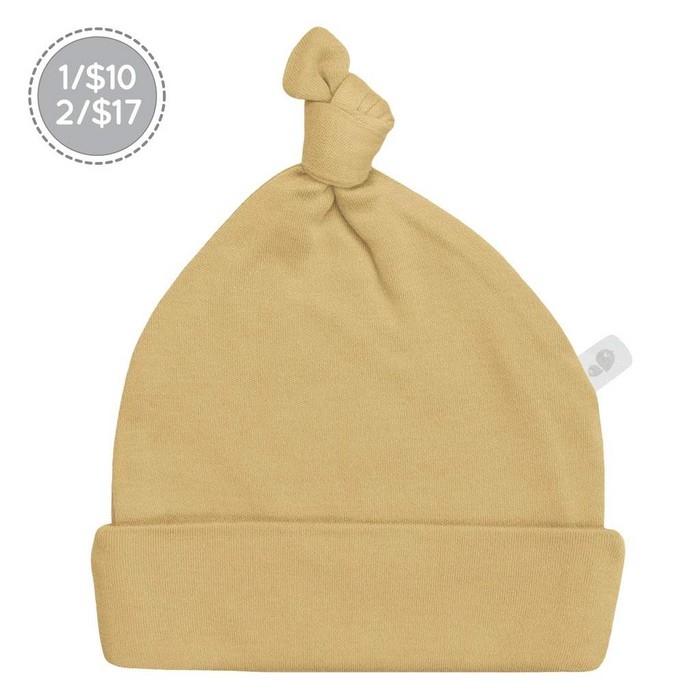 Bonnet à noeud en bambou 1-3M - Curry | Perlimpinpin