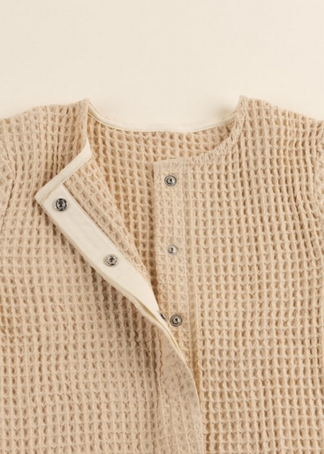 Cardigan gaufré en coton biologique - Sable | Coco Village