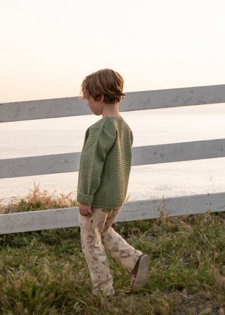 Cardigan gaufré en coton biologique - Lichen | Coco Village