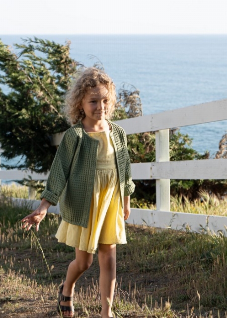 Cardigan gaufré en coton biologique - Lichen | Coco Village