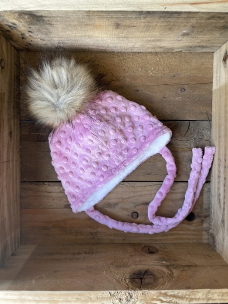 Tuque à pompon - Vieux Rose | Bébé Ô Chaud