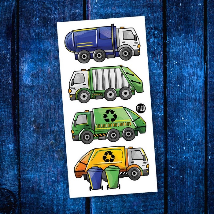 Tatouages temporaires - Les camions de recyclage | PiCO