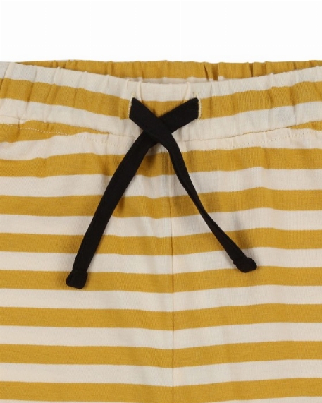 Short Wide Stripe - Mustard/Ecru | Turtledove London