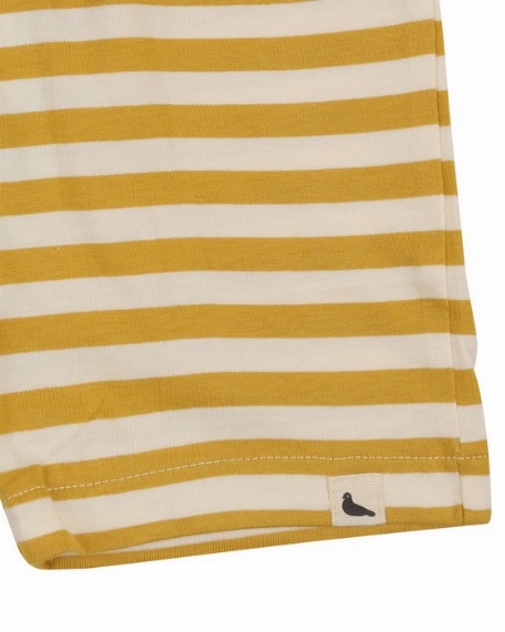 Short Wide Stripe - Mustard/Ecru | Turtledove London