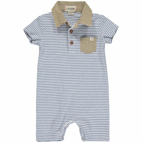 Romper Saltash - Pale blue/Grey stripe | Me & Henry