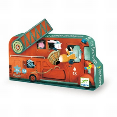 Puzzle silhouette 16 pcs - Le camion de pompier | Djeco