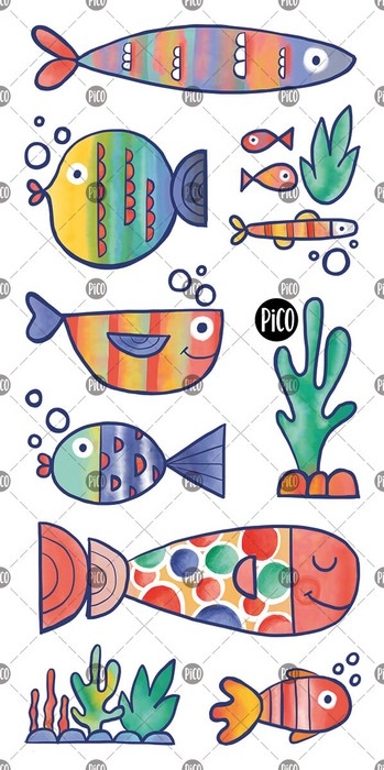 Tatouages temporaires - Les poissons multicolores | PiCO