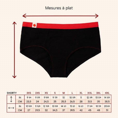 Culotte menstruelle classique - Shorty - XS | Mme L'Ovary