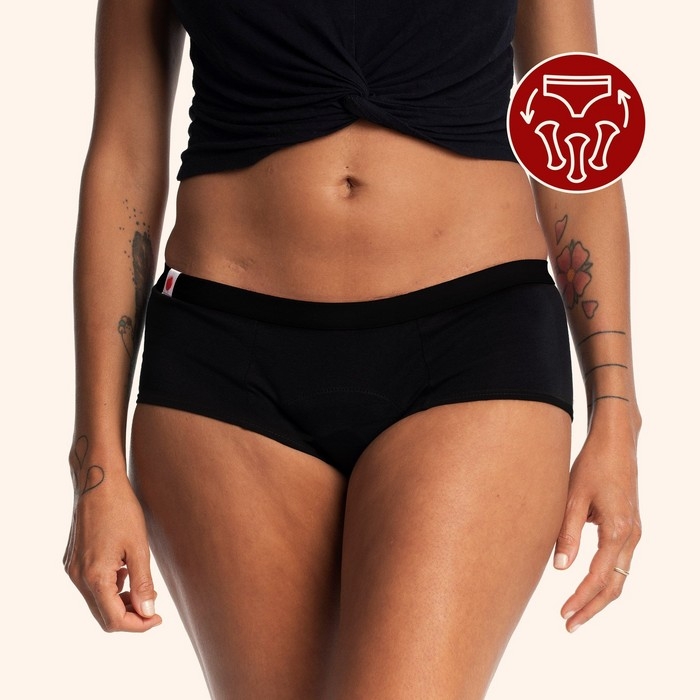 Culotte menstruelle noire - Shorty - XS | Mme L'Ovary