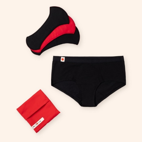 Culotte menstruelle noire - Shorty - XS | Mme L'Ovary