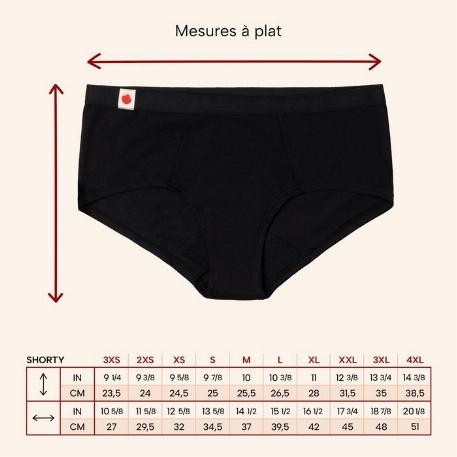 Culotte menstruelle noire - Shorty - XS | Mme L'Ovary