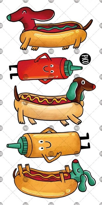 Tatouages temporaires - Ketchup le chien saucisse | PiCO