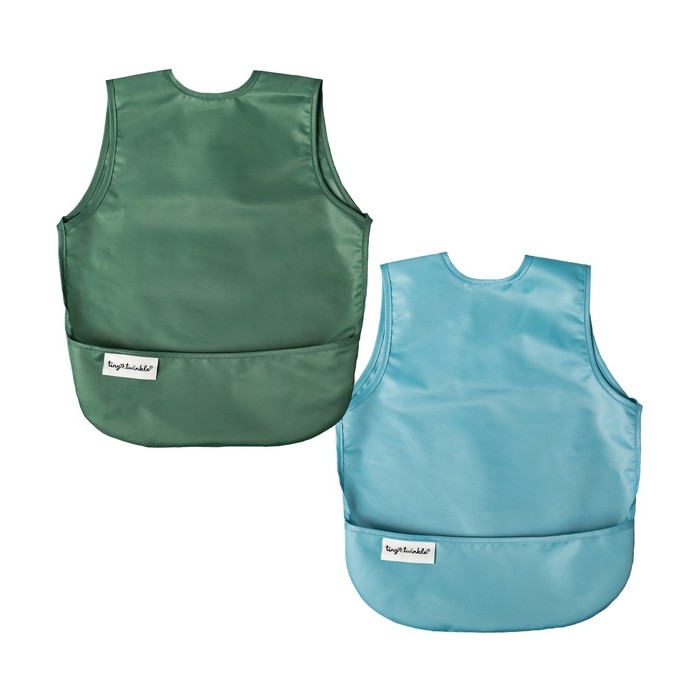 Tablier anti-dégats - paquet de 2 - Ardoise, Olive - 6-24 mois | Tiny Twinkle