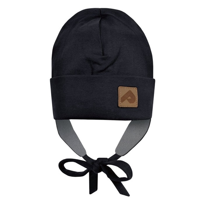 Tuque à oreilles de jersey avec doublure en polar - Noir | Perlimpinpin