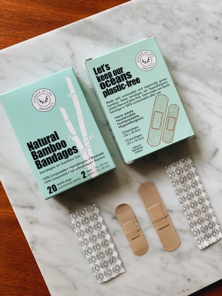 Bandages en bamboo 100% biodégradables - 20 bandes (2 tailles) | Essence of Life Organics