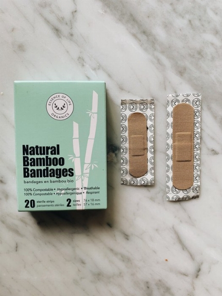 Bandages en bamboo 100% biodégradables - 20 bandes (2 tailles) | Essence of Life Organics