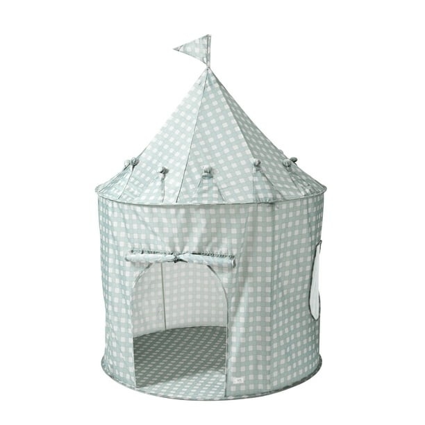 Tente de jeu castle en tissu recyclé - Bleu Vichy | 3 Sprouts