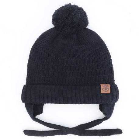 Chapeau Tricot Pompon - Noir | Calikids