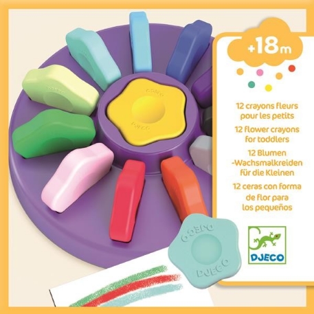 12 crayons fleurs pour les petits | Djeco